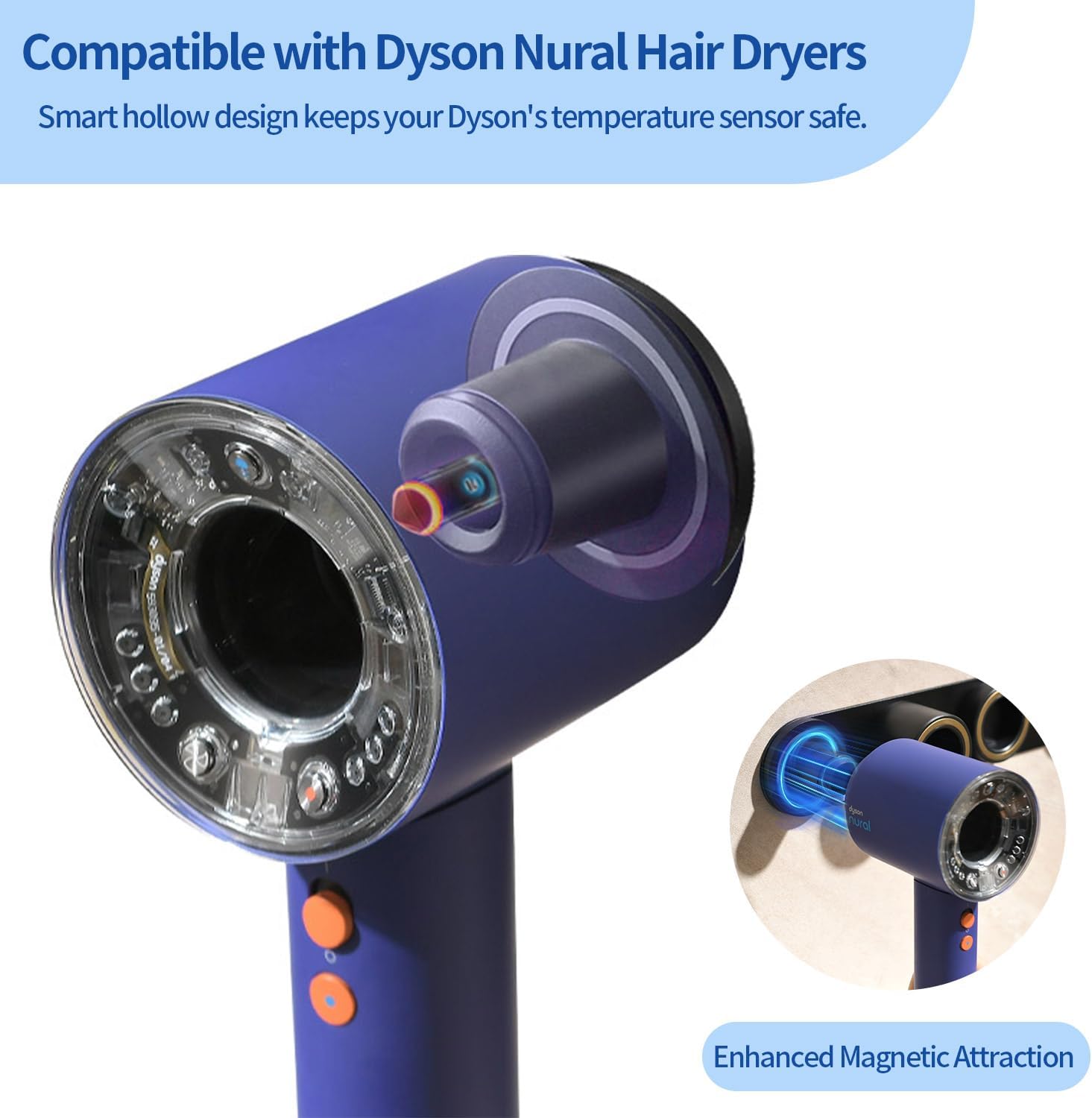 Dyson Hair Dryer Holder Wall Mount, Dyson Blow Dryer Holder for Dyson Attachments, Durable Aluminum Alloy Hair Dryer Wall Mount Hanger for Dyson Attachments Design for Bathroom Black