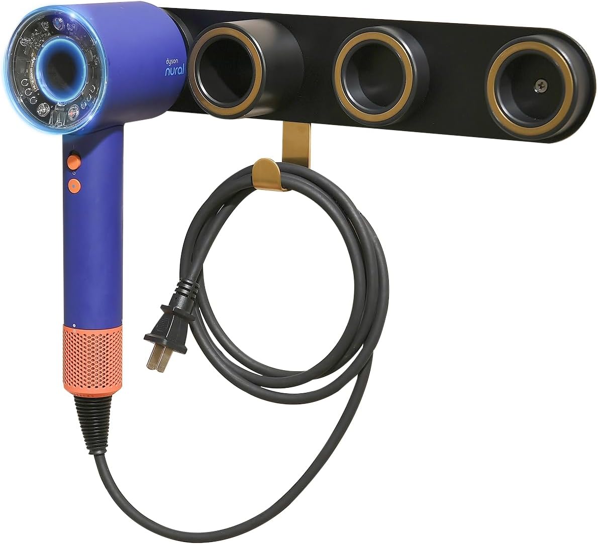 Dyson Hair Dryer Holder Wall Mount, Dyson Blow Dryer Holder for Dyson Attachments, Durable Aluminum Alloy Hair Dryer Wall Mount Hanger for Dyson Attachments Design for Bathroom Black