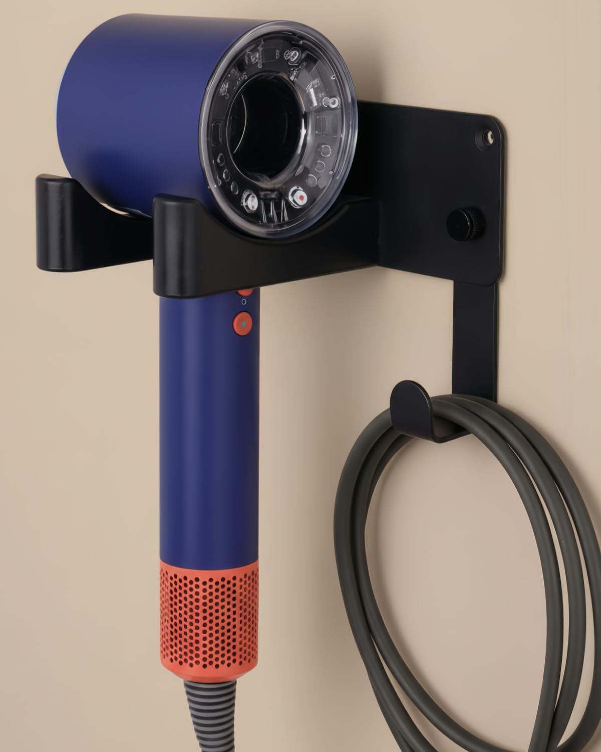 Dyson Hair Dryer Holder Wall Mount, Dyson Blow Dryer Holder for Dyson Attachments, Durable Aluminum Alloy Hair Dryer Wall Mount Hanger for Dyson Attachments Design for Bathroom Black