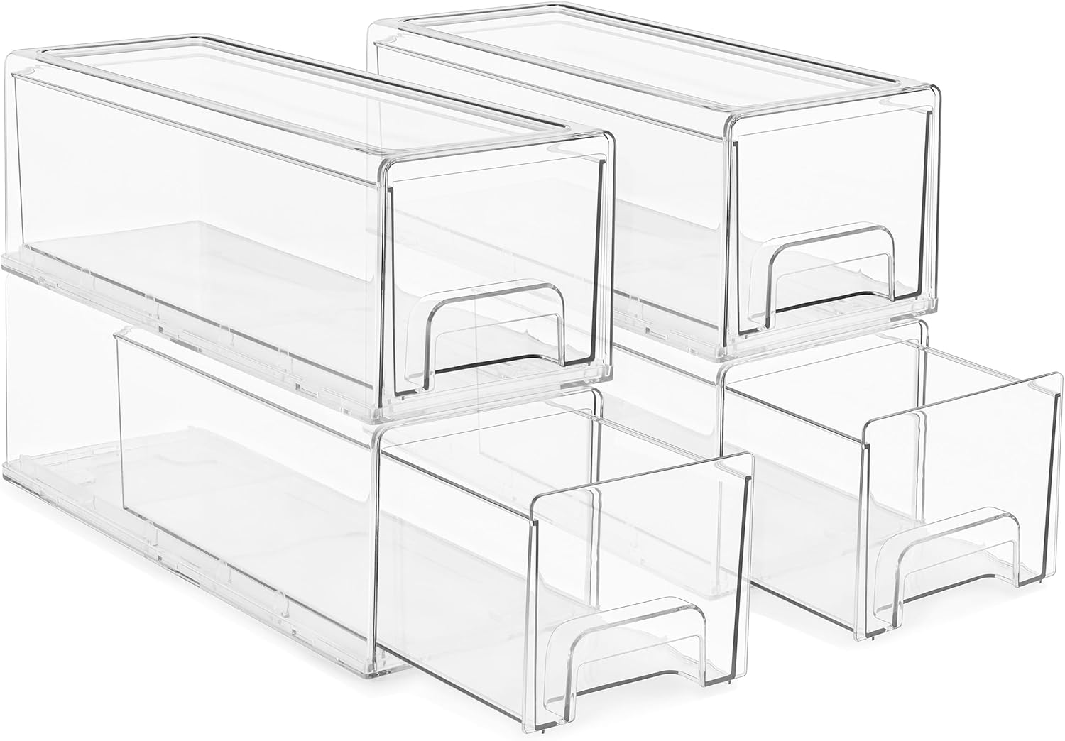 Sorbus Small Wide Clear Stackable Storage Drawers – 2-Pack Plastic Organizer Bins with Handles – Stackable Pull-Out Storage Drawers for Closet, Pantry, Office, Bathroom, Craft, and Toy Organization
