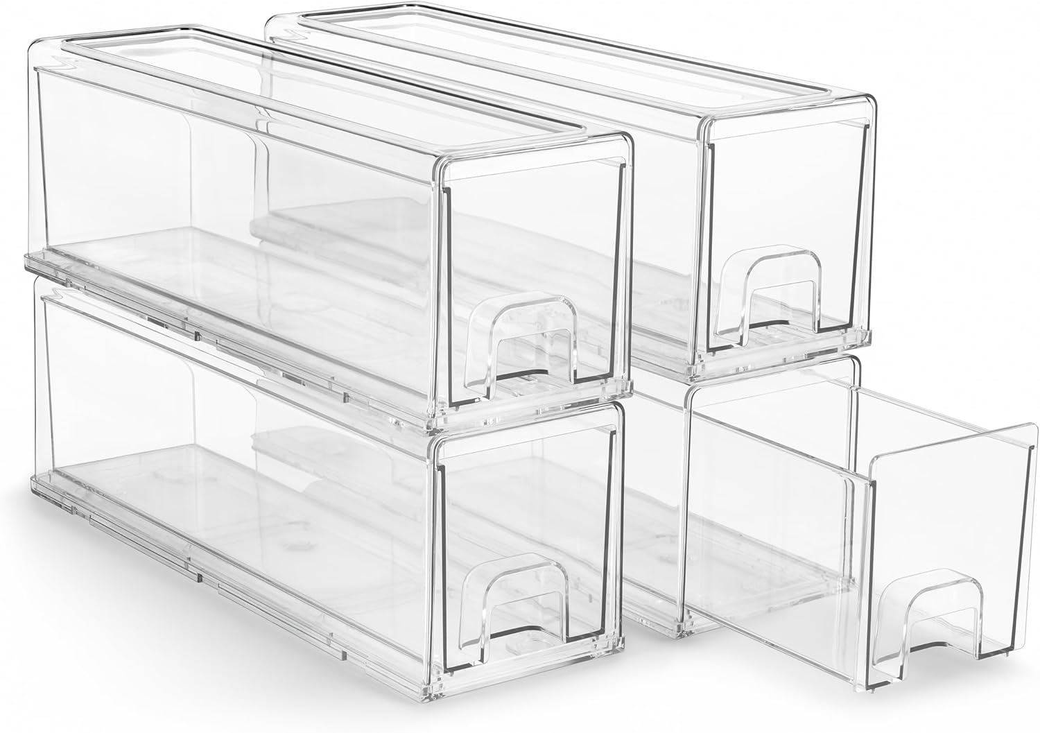 Sorbus Small Wide Clear Stackable Storage Drawers – 2-Pack Plastic Organizer Bins with Handles – Stackable Pull-Out Storage Drawers for Closet, Pantry, Office, Bathroom, Craft, and Toy Organization