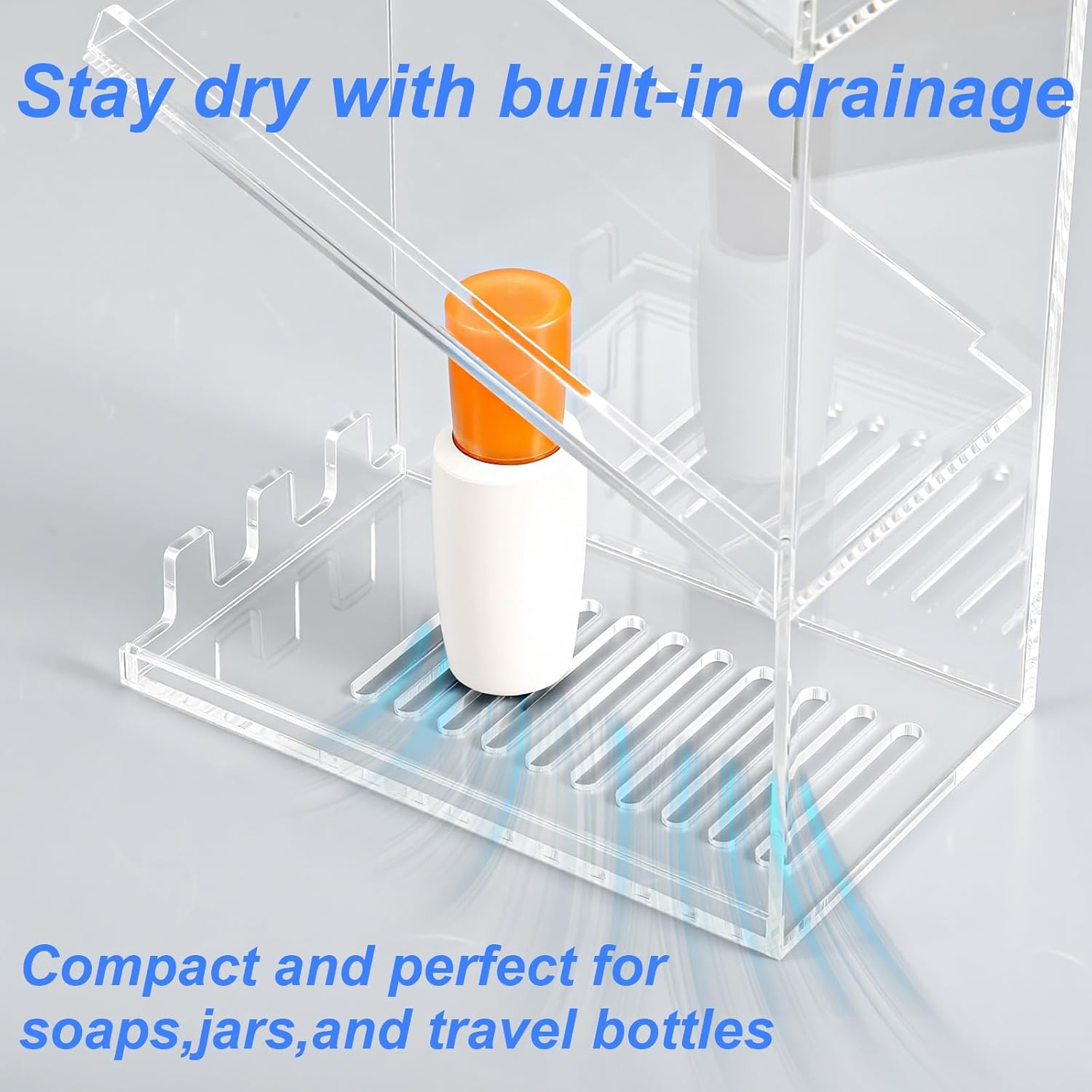 Acrylic Shower Shelves, 2 Pack Clear Wall Mounted Shower Caddy, Combination Shower Wall Organizer with Suction Cup Rustproof No Drilling