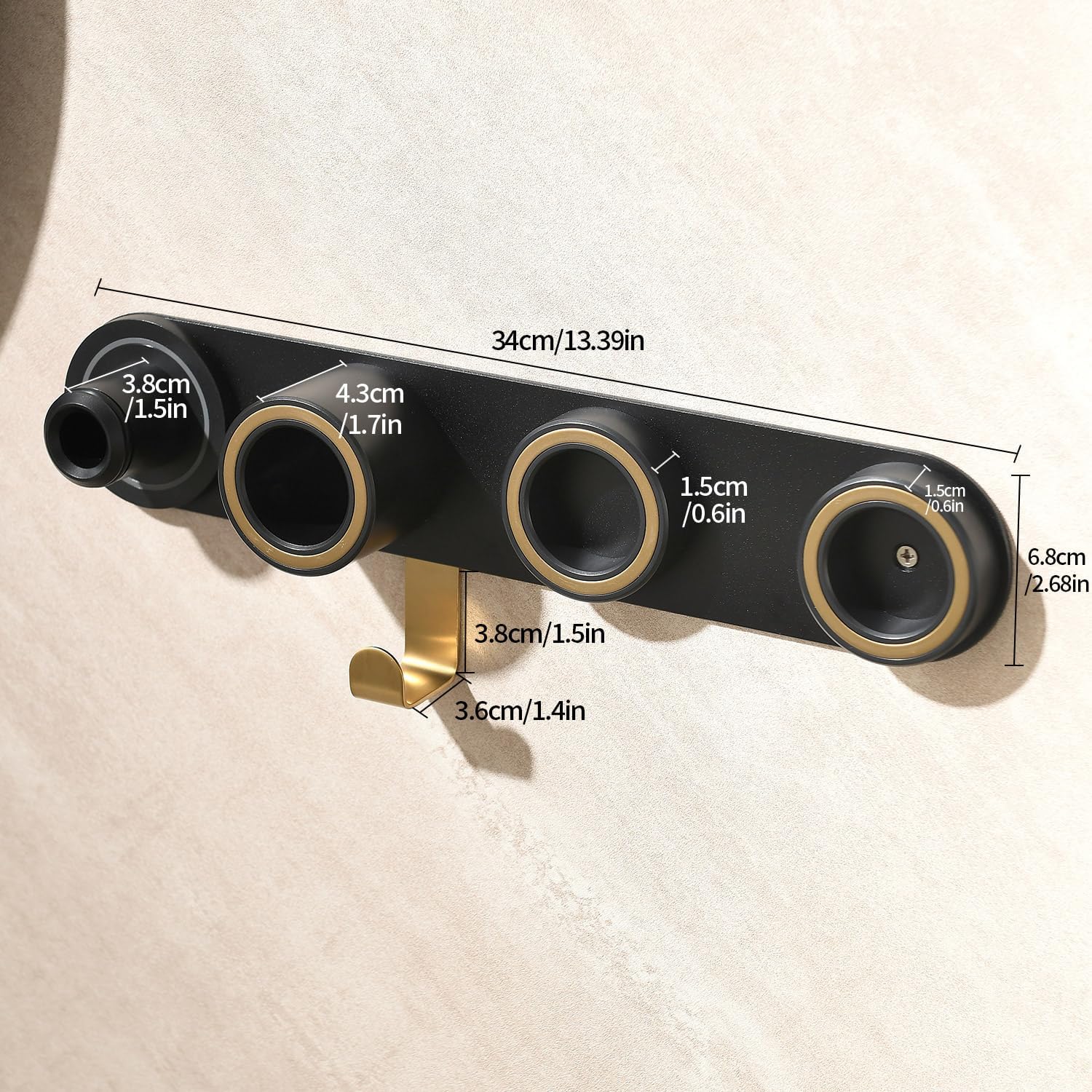 Dyson Hair Dryer Holder Wall Mount, Dyson Blow Dryer Holder for Dyson Attachments, Durable Aluminum Alloy Hair Dryer Wall Mount Hanger for Dyson Attachments Design for Bathroom Black